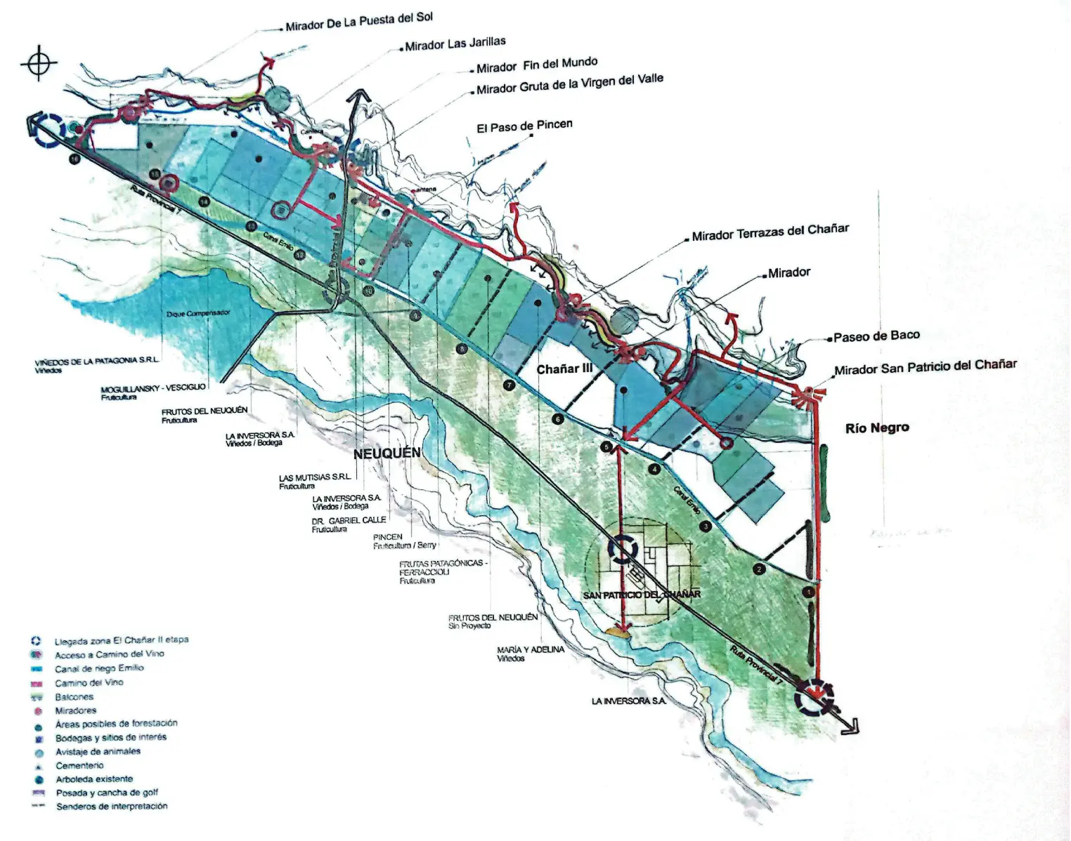 A map of the water way and its surroundings.
