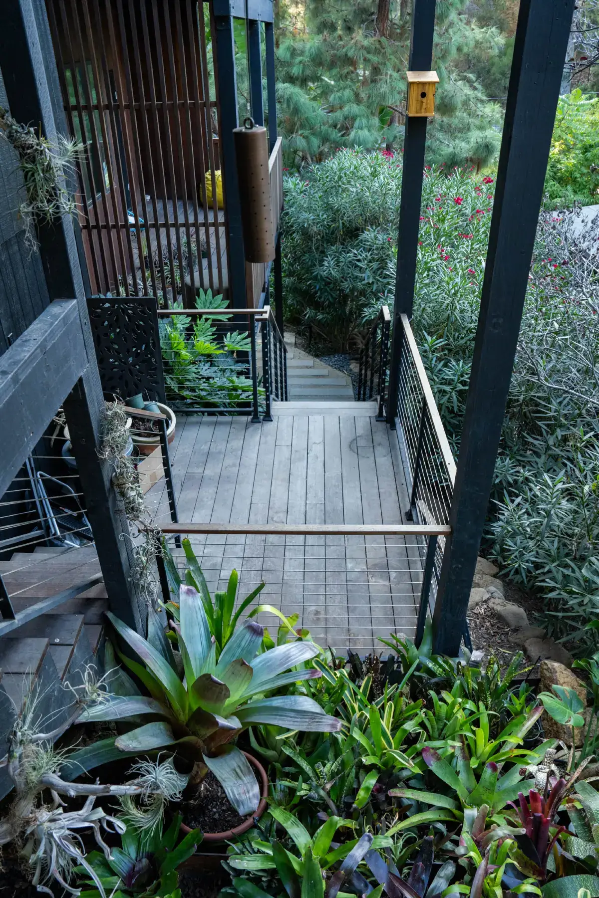 A walkway with steps leading to the top of it.